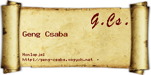 Geng Csaba névjegykártya